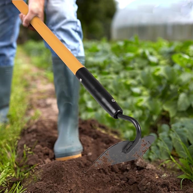 Garden Hoe Tool .for Weeding with Long Fiberglass Handle 57 Inches，Heavy Duty Hoe Garden Tool,