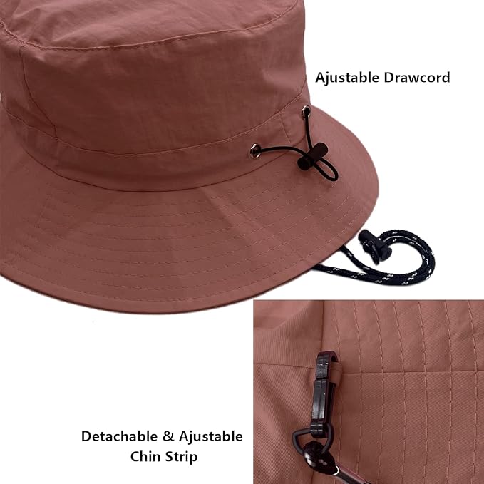 woogwin Waterproof Bucket Rain Hat with Chin Strap Quick Dry Packable Boonie Sun Hat Safari Hat UV Protection