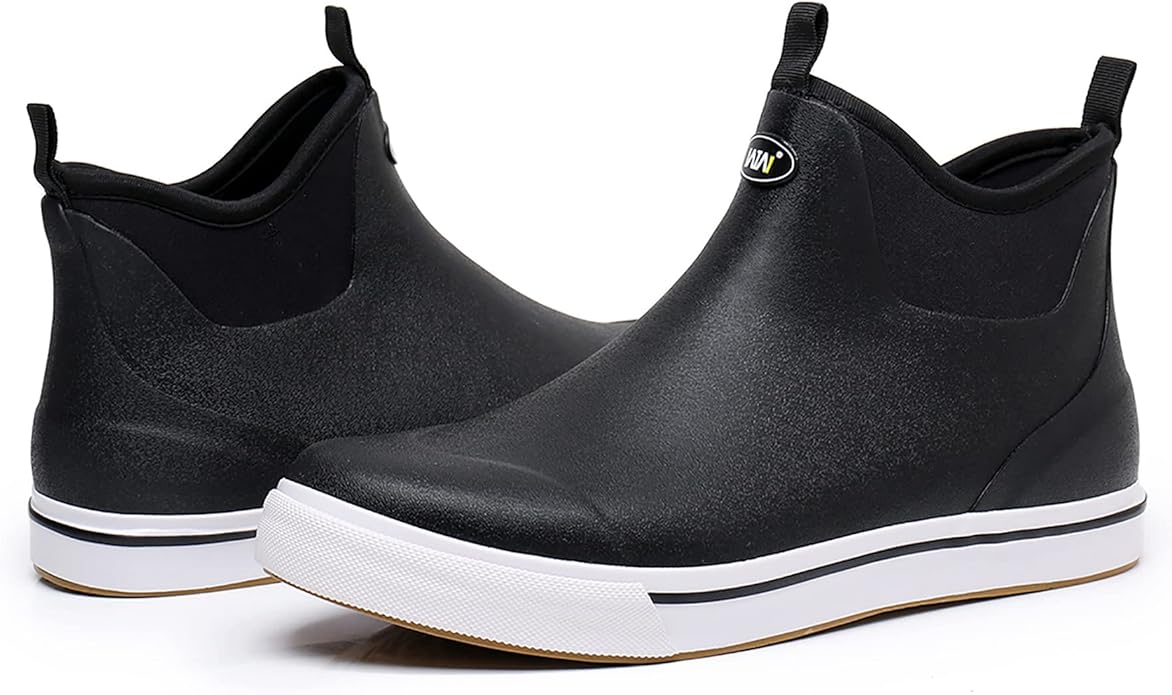 WTW Unisex Rain Boots for Men and Women Waterproof Rubber Fishing Deck Boots Neoprene Boots Slip on Ankle Garden Shoes