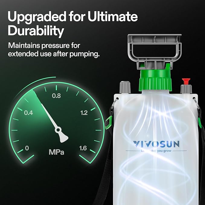 VIVOSUN 2.1 Gal/8L Pump Sprayer, Garden Water Sprayer for Plants, Weeds & Lawn Care, with 3 Nozzles, 50'' Long Hose & Pressure Relief Valve