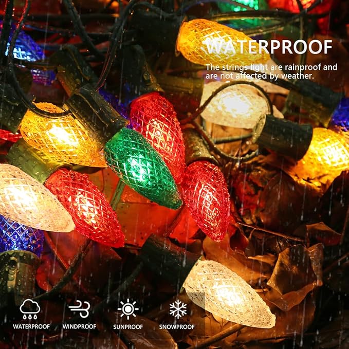 50 Pack C9 Led Replacement Christmas Light Bulb, Multicolor C9 Shatterproof Led Bulbs for Indoor Outdoor Decorative String Light, E17 Base