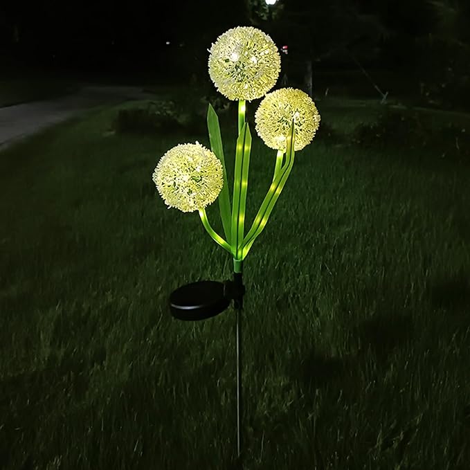 Garden Solar Lights Flowers, Automatic Lighting at Night, Waterproof Garden Decor for Yard Patio Pathway Lawn, Gardening Gifts for Women, Christmas Decoration, 3 Flowers