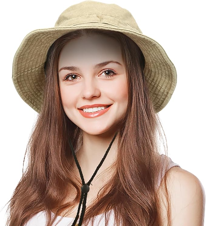 Men's Bucket Hat Camo Outdoor Sun Protection, Breathable Quick-Dry Fishing Gardening Hiking Hat ,UPF50+ Cotton Wide Brim