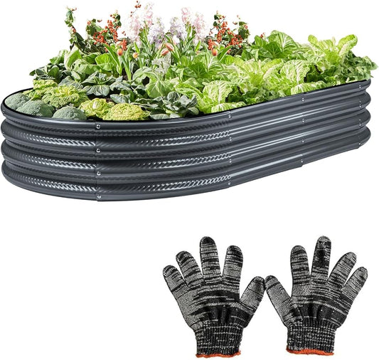Raised Garden Bed, Galvanized Planter Raised Beds for Outdoor,Vegetables, Flowers & Herbs, Heavy-Duty Metal Raised Garden Beds Outdoor, Rust-Resistant & Easy Assembly (Grey, 8x4x1 ft)