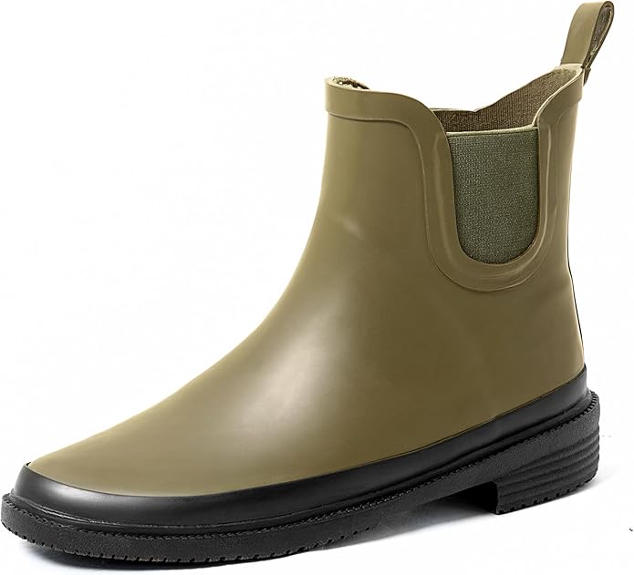 Women's Short Rain Boots Rubber Waterproof Comfortable Rainbooots Ankle Chelsea Boots Women Mud Garden Shoes for Outdoor Gardening,Farming
