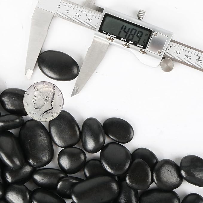 Black Pebbles for Plants 1.8lb Bulk Bag Aquarium Gravel 0.8"- 1.2" Decorative Polished Fish Tank Stone