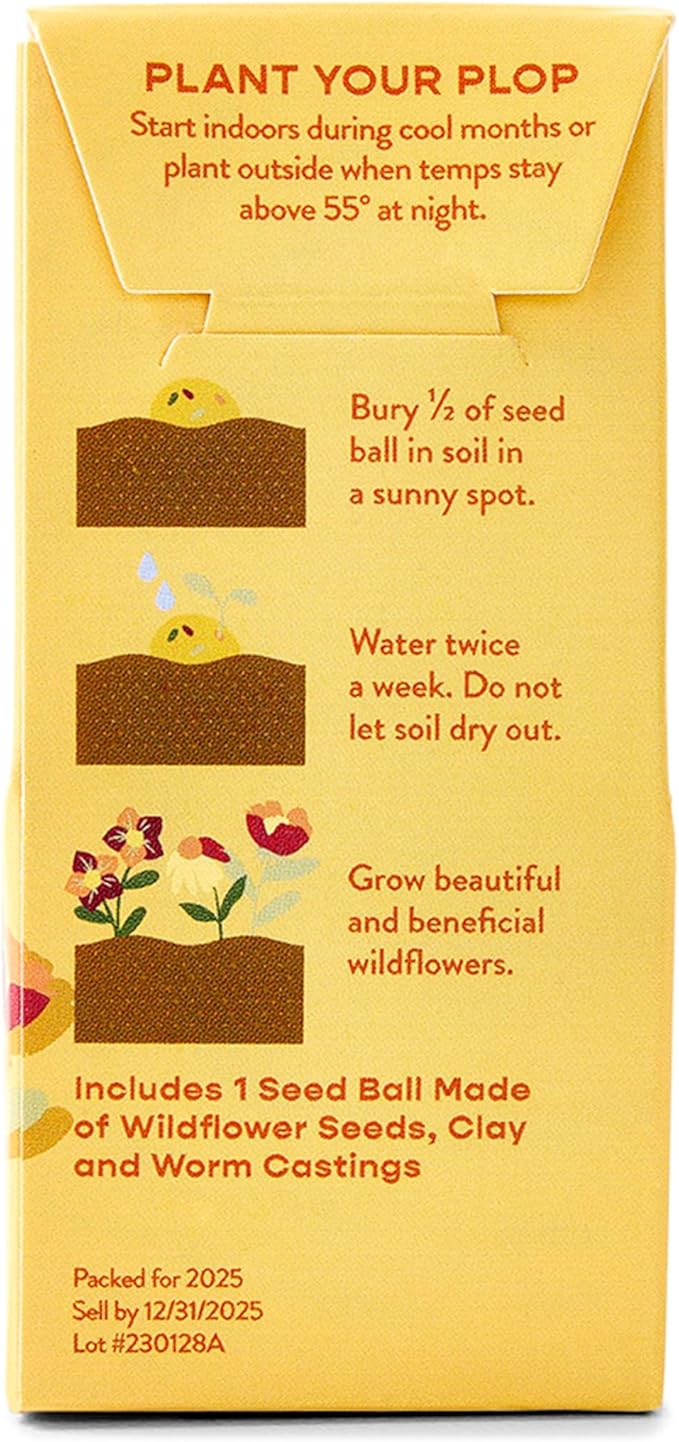 Modern Sprout Wildflower Seed Ball Poop - Easter Basket Essentials - Non-GMO, Hand-Rolled Clay Seed Bombs with Wildflower Seeds - Gardening Gift Set for Kids & Adults - (Easter Plop - Pack of 3)