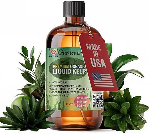 𝐁𝐄𝐒𝐓𝐒𝐄𝐋𝐋𝐄𝐑 Organic Liquid Kelp Fertilizer by GARDENERA - [8 OZ] - Organic Plant Superfood for Gardening - Concentrated Kelp & Seaweed Extract for Gardens, Lawns, Plants & Soil