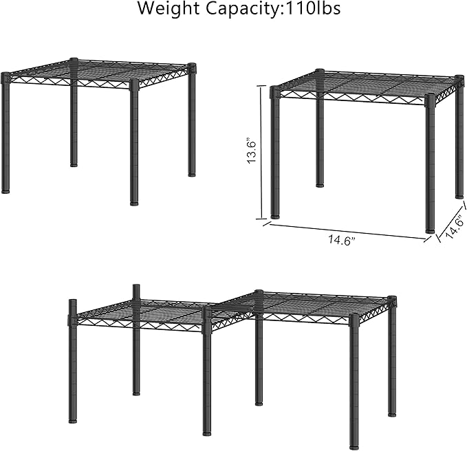 Xiofio 2 Pack Metal Plant Stand for Indoor and Outdoor Plant Shelf, Multi-Functional Adjustable Shelf Plant Stands Flower Stands With hanger rod for Living Room Balcony and Garden,Black