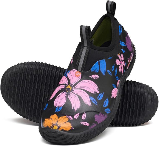 HISEA Waterproof Garden Shoes for Women Neoprene Slip-On Rubber Rain Footwear Short Ankle Booties