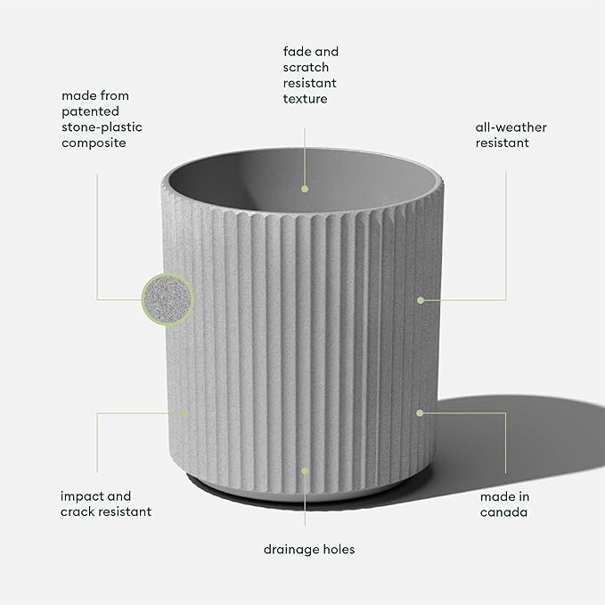 Veradek Demi Series Round Planter for Porch, Patio, Backyard | Durable Plastic-Concrete Material | Modern Décor for Tall Plants, Flowers