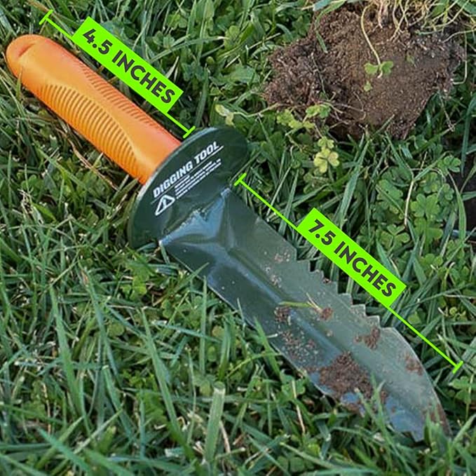 SE Prospector's Serrated Edge Digger Compact Shovel Trowel for Gardening, Metal or Gold Prospecting and Detecting - Includes Carrying Sheath