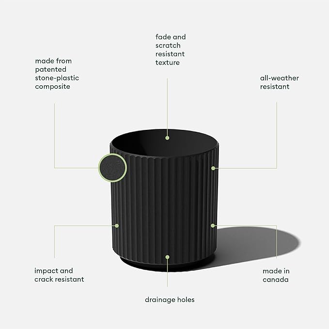 Veradek Demi Series Round Planter for Porch, Patio, Backyard | Durable Plastic-Concrete Material | Modern Décor for Tall Plants, Flowers