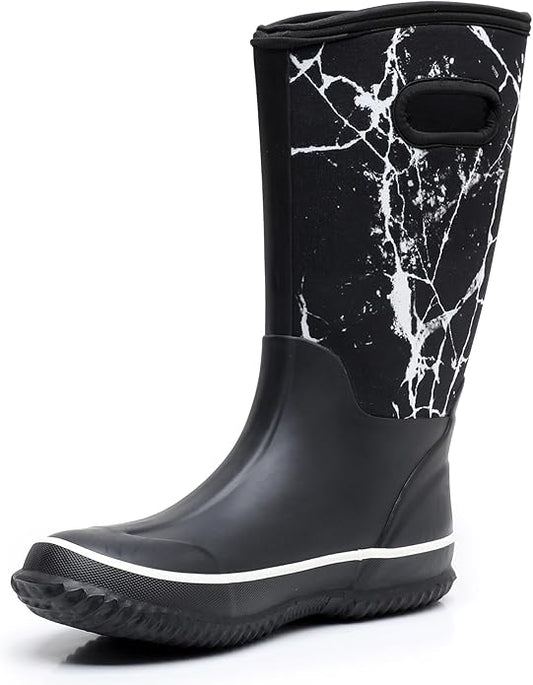 WTW Mid Calf Rain Boots for Women - Waterproof Insulated Neoprene Mud Boots Outdoor Hunting Garden Boots