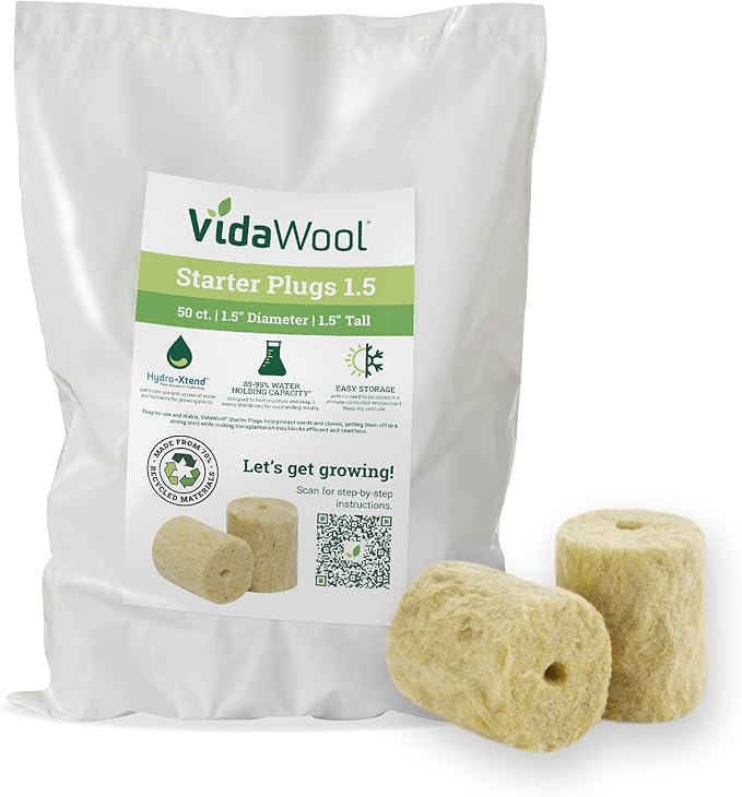 1.5" Seed Starter Plugs-Hydroponic Pods- Stone Wool-Rock Wool Cubes for Hydroponics-Plant Starter Grow Pods-Hydroponics Growing System-Garden Supplies for Plant Propagation-50 Count Bag