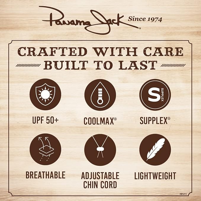 Mesh Crown Safari Men's Sun Hat, 3" Brim, Adjustable Chin Cord, UPF (SPF) 50+ Sunhat Protection