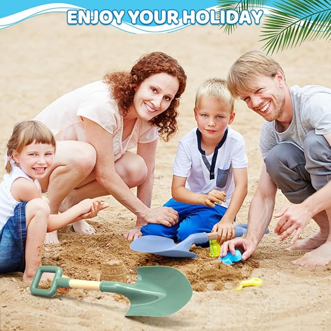 Dilabnba16in/40cm Kids Beach Spades Sand Shovels Toy Gardening Tool, Sturdy Wood Handle ABS Plastic Shovel Scoop Garden Sand Beach Sandbox Backyard Digging Summer Toy for Toddler Boy Girl 3-10(2PCS)