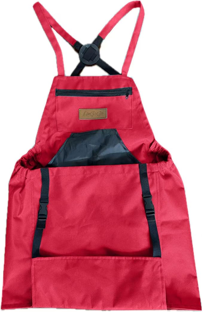 Gardening Apron with Harvesting Pouch for Women/Men, Adjustable Cross Back，Zippered Phone Pocket - Great Gift