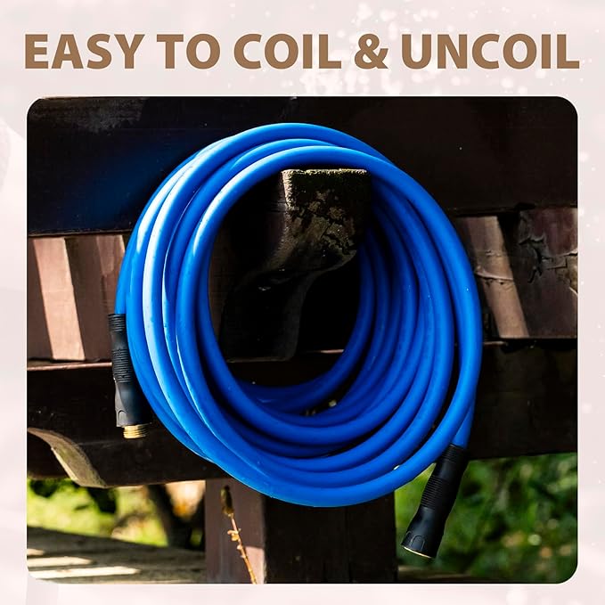 5/8" Hot/Cold Water Hose 50ft, -50℉ To 190℉ Heavy Duty,Flexible,Burst 600 Psi 3/4" Brass Fittings with Swivel Grip Handle for Outdoor,Yard, Farm, Blue