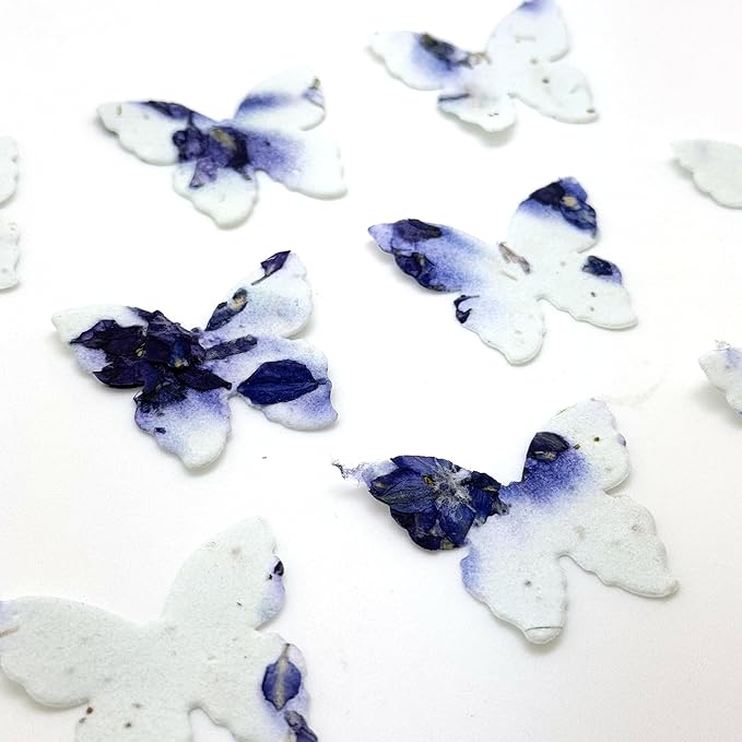 Butterfly Seed Paper – 50pcs Small Purple Plantable Wildflower, Writable & Plantable Gift for Moms, Plant Lover, & Teachers, Ideal for Weddings, Baby Shower, Memorial, & Celebrations