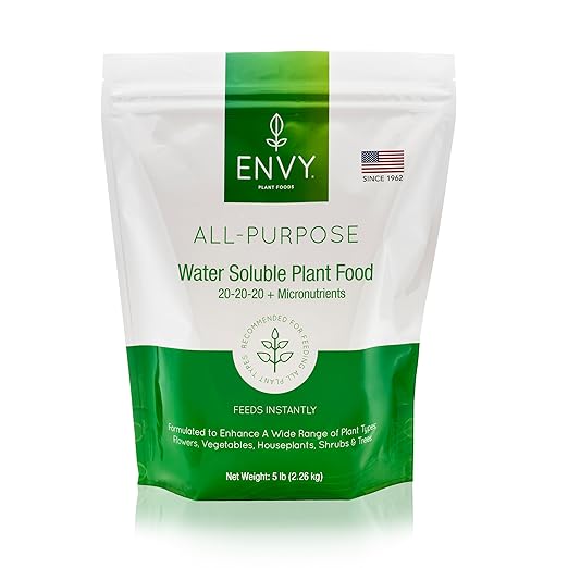 ENVY All-Purpose Plant Food | 100% Water Soluble, Professional Grade | Fertilizer for All Plants - Resealable Pouch W/Measuring Scoop (5 lb)