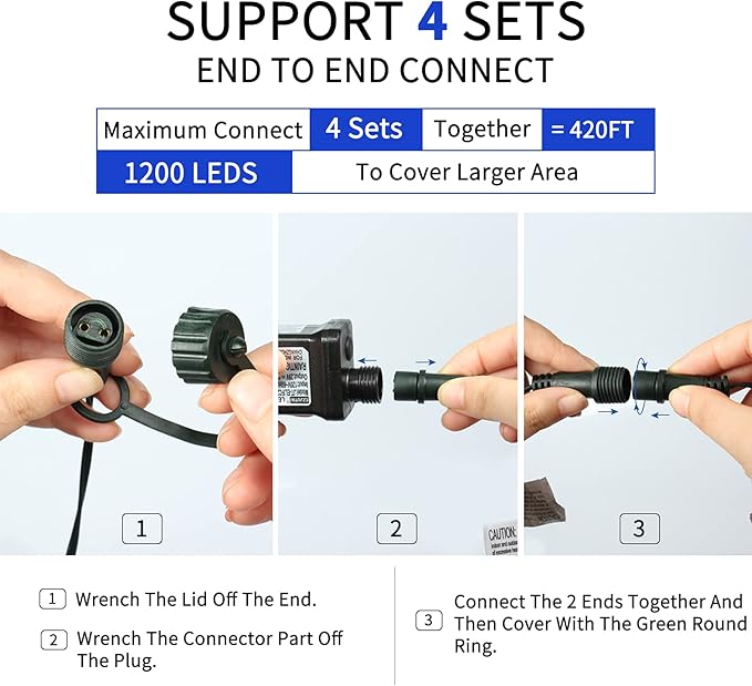 105FT 300LEDs Christmas Lights Outdoor Indoor 8 Modes for Christmas Tree Party Decoration, 100% UL Listed (Blue, 105 FT)