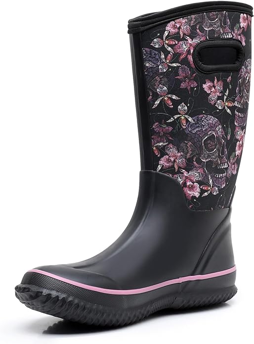 WTW Mid Calf Rain Boots for Women - Waterproof Insulated Neoprene Mud Boots Outdoor Hunting Garden Boots