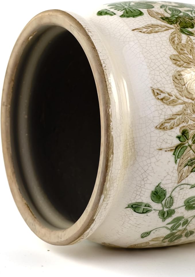 Vintage Ceramic Ice Crack Flower Pot with Drainage Holes, Country Rustic Planters for Indoor and Outdoor,Tuscan Decor,Home,Living Room, Garden Decor, Gardening Gift (Classic)