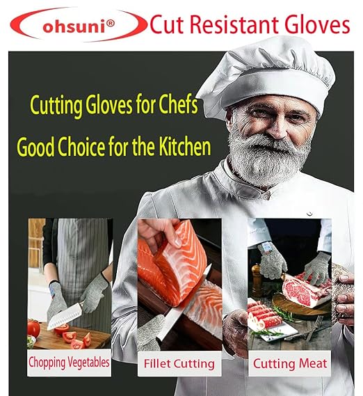 Cutting Gloves, 4 Pairs of Cut Resistant Gloves Food Grade, Cut Resistant Gloves for Kitchen, Oyster Shucking, Fish Fillet Processing, Carving Wood and Gardening(X-Large)