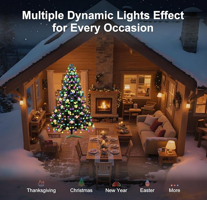 400 LEDs Christmas Tree Lights,LED Christmas Lights with 17 Light Modes ,Timer& Memory Function,Remote & APP Control,16 Strands 6.6FT String Light for Wedding,Home Party,Xmas Tree Decor,Multicolor