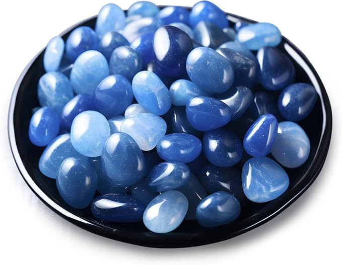 Polished Blue Aventurine Crystals - 72 Pcs, 0.5" 10 oz Handpicked Natural Tumbled Gemstones Rocks, Pebbles for Reiki, Chakra, Healing Home Decor