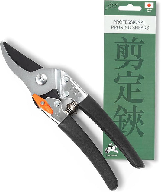Saboten 7.9-Inch Bypass Pruning Shears, Fluorine-Coated High-Carbon Steel Blade, Ergonomic Non-Slip Grip Hand Pruner, Made in Japan, forest Originals