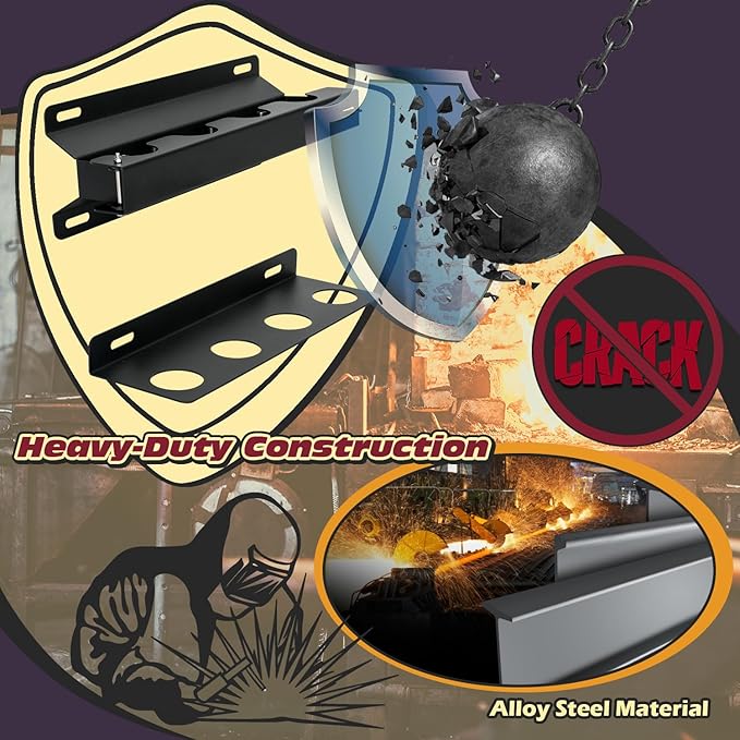 TOPOWN 4-Hole Heavy Duty Shovel Holder for Truck Bed with Double Fixation, Adjustable Landscape Tool Rack Truck Bed Mount for Shovels, Tool Holder for Rakes, Garden Tools, Farm Tools (Bed & Box Mount)