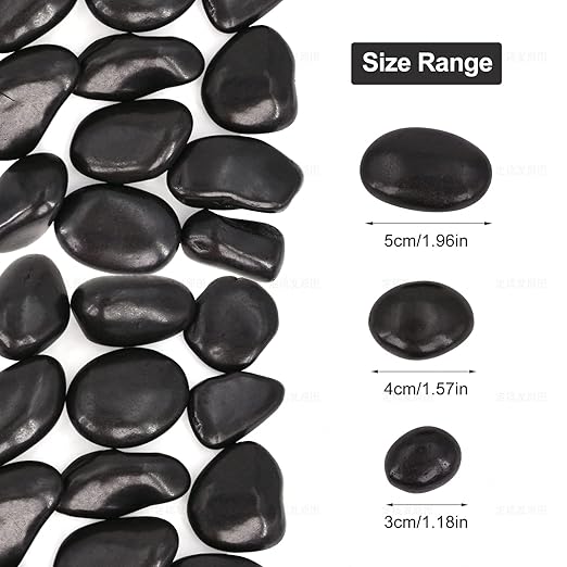 20Ib Black River Rocks for Landscaping-Polished Pebbles for Plants-Garden Decorative Stones-1-2 Large Plant Rocks,Ideal for Aquarium, Home Decor