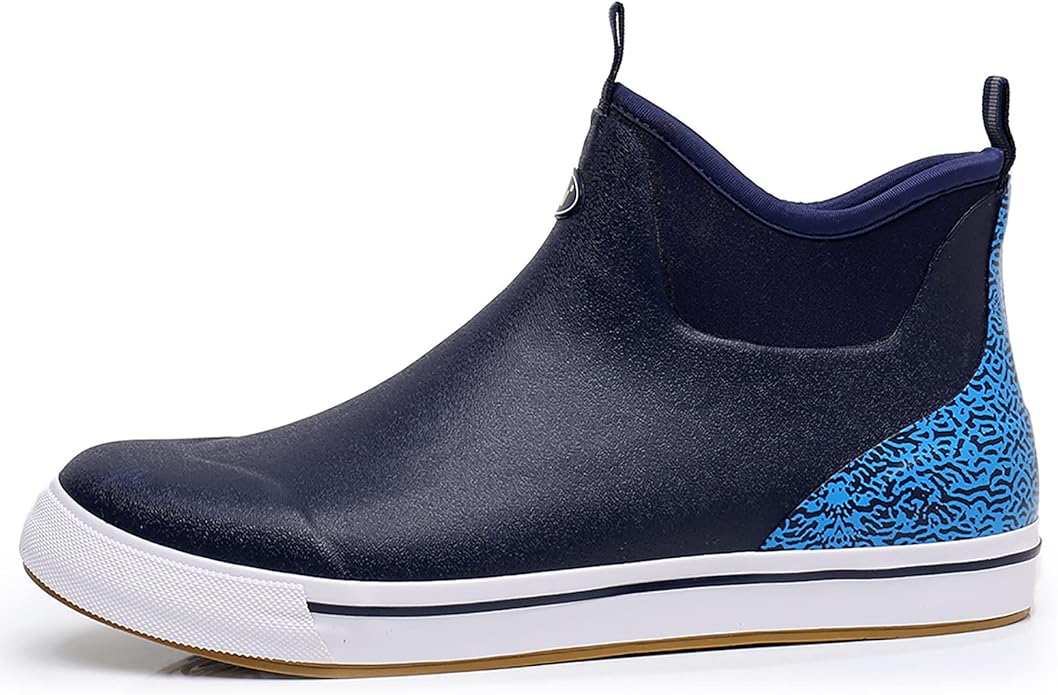 WTW Unisex Rain Boots for Men and Women Waterproof Rubber Fishing Deck Boots Neoprene Boots Slip on Ankle Garden Shoes
