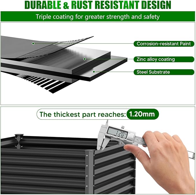 Galvanized Raised Garden Bed with Legs,48×24×32in Large Metal Elevated Raised Planter Box ,Raised Garden Bed,600lb Capacity with Drainage Holes for Vegetables Lawn Green Flowers, Fruits, Terrace