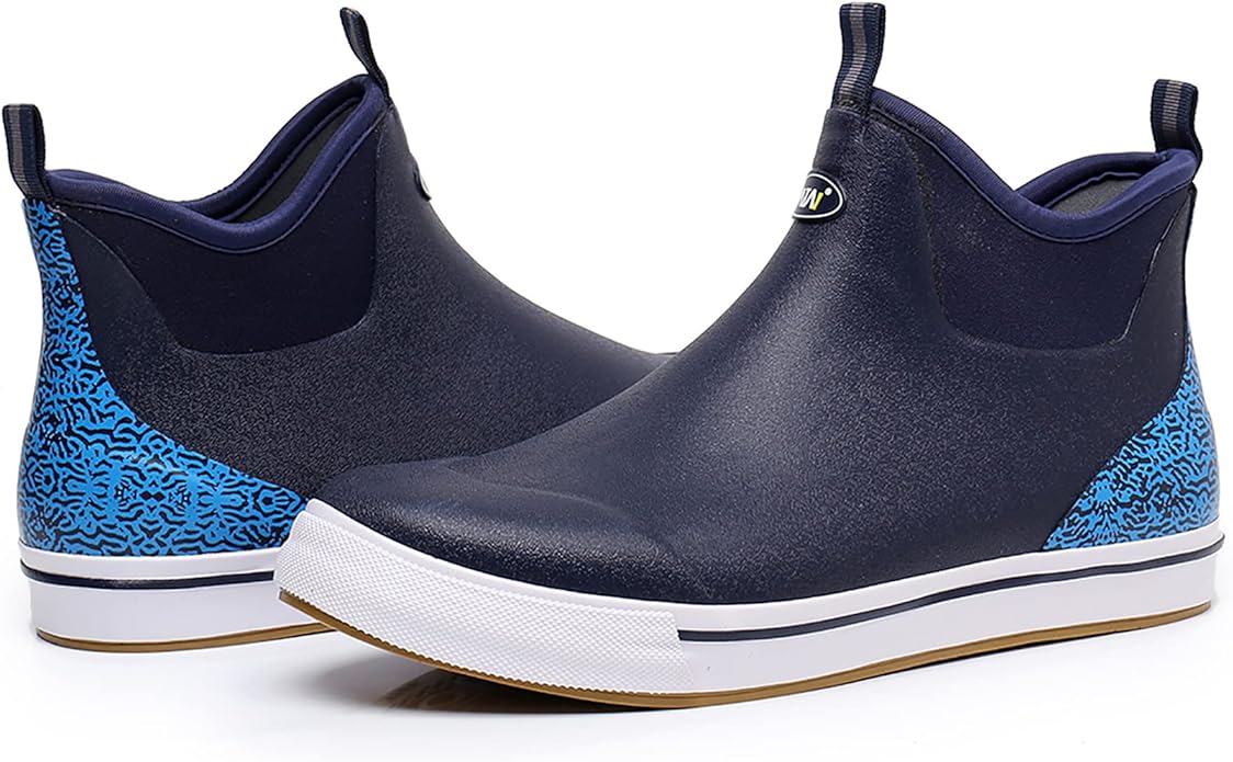 WTW Unisex Rain Boots for Men and Women Waterproof Rubber Fishing Deck Boots Neoprene Boots Slip on Ankle Garden Shoes