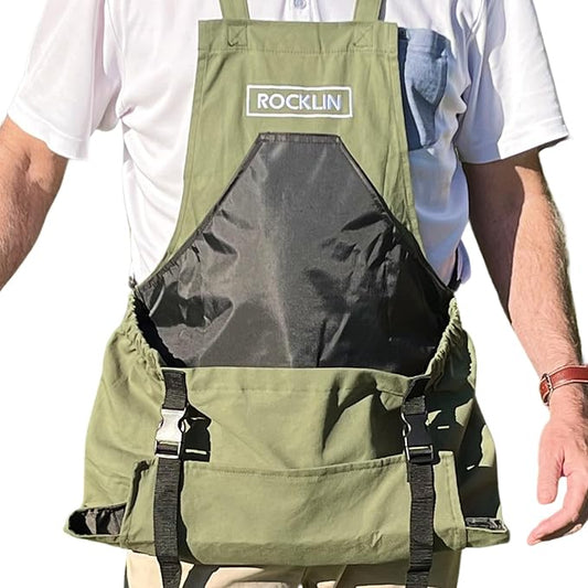 Rocklin Green Garden Apron – Heavy Duty Canvas Garden Apron For Women & Men | Waterproof Lining With Deep Harvest Pouch | Adjustable Straps For Comfortable Fit