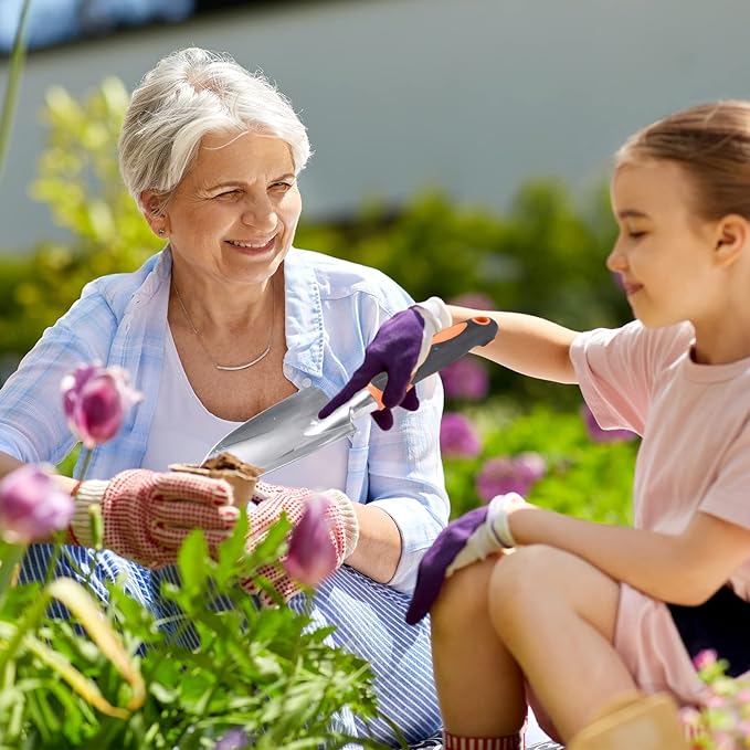 Garden Shovel Hand Trowel Mini Shovel Garden Tools Cast-Aluminum Heavy Duty Gardening Tool Soft Rubberized Non-Slip Handle Potting Tools for Planting, Transplanting, Weeding, Digging Soil (Orange)