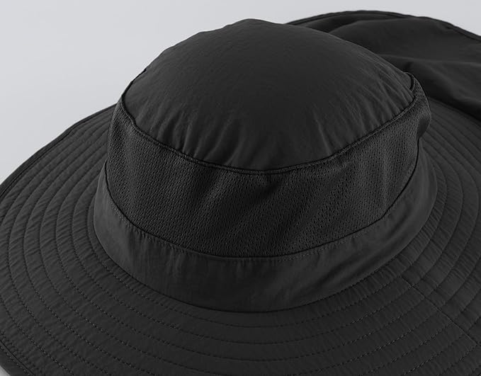 Home Prefer Outdoor UPF50+ Mesh Sun Hat Wide Brim Fishing Hat with Neck Flap Sun Hat for Men Women