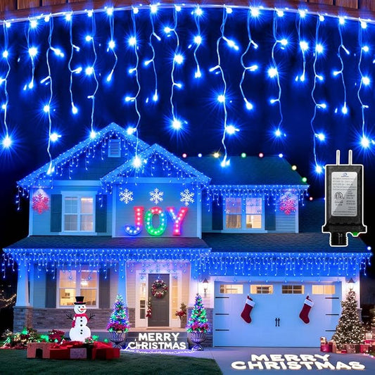 792 LED Christmas Lights with 176 Drops,82ft 8 Modes Fairy Hanging String Lights with Timer Waterproof, Plug-in Christmas String Lights for Holiday Wedding Party Christmas Decorations(Blue)