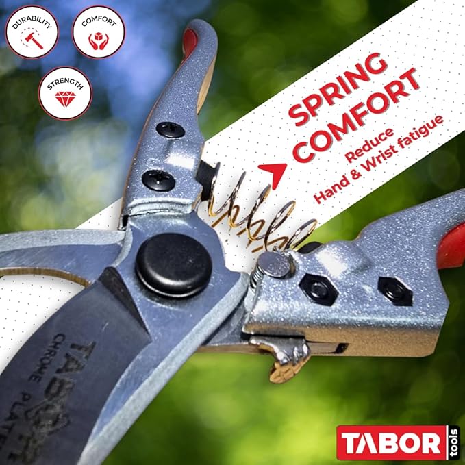 TABOR TOOLS S834A Bypass Pruning Shears, Makes Clean Cuts, Professional Sharp Secateurs, Great for M-L Size Hands, Hand Pruner, Garden Shears, Clippers for The Garden