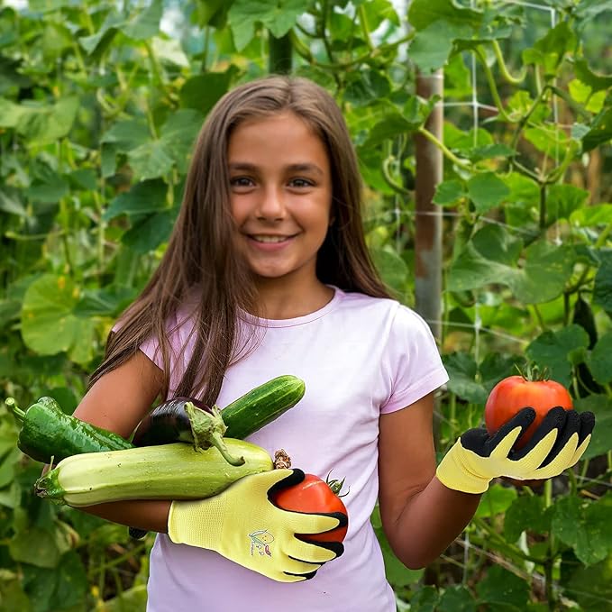Evridwear Kids Gardening Gloves for Boys Girls Outdoor Yard Work,Planting (3-12 years)