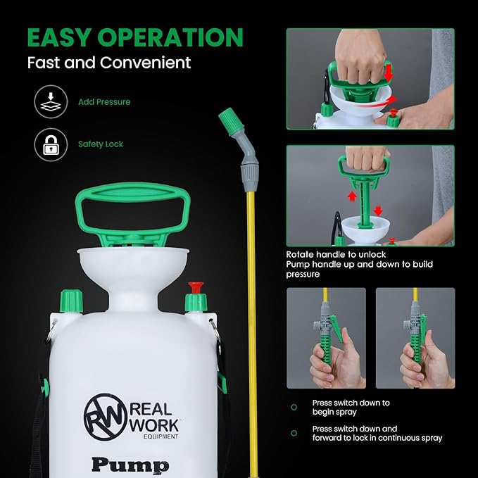 REALWORK 2-Gallon Handheld Tank Sprayer with Easy-Carry Shoulder Strap for Lawn, Garden, Yard, in Translucent White