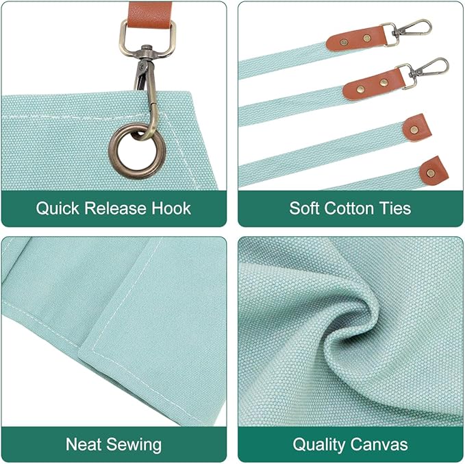 Apron for Men Women with Pockets Cotton Canvas Cross Back Heavy Duty Adjustable Work Apron