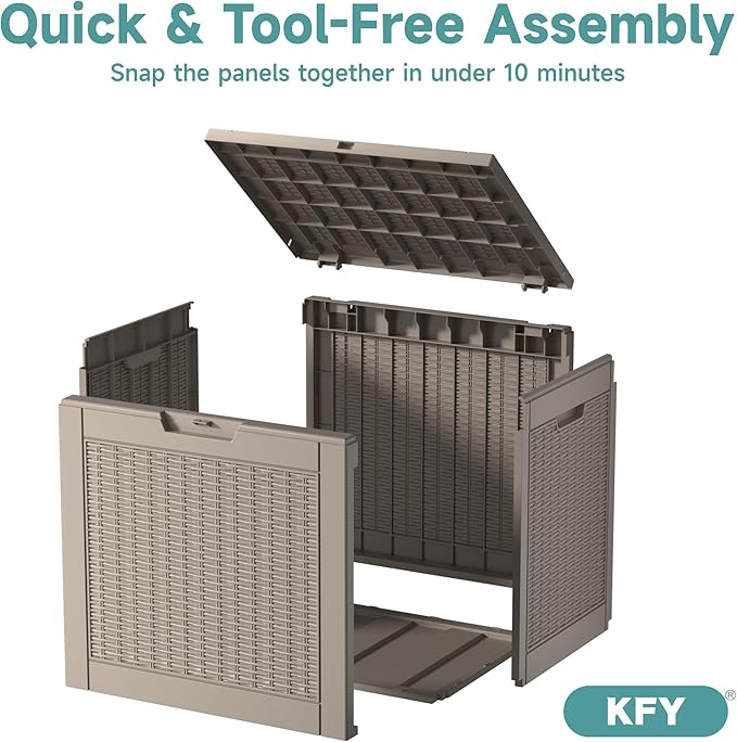 30 Gallon Waterproof Resin Deck Box, UV Resistant Outdoor Storage for Garden, Patio, Porch, Delivery, Grey