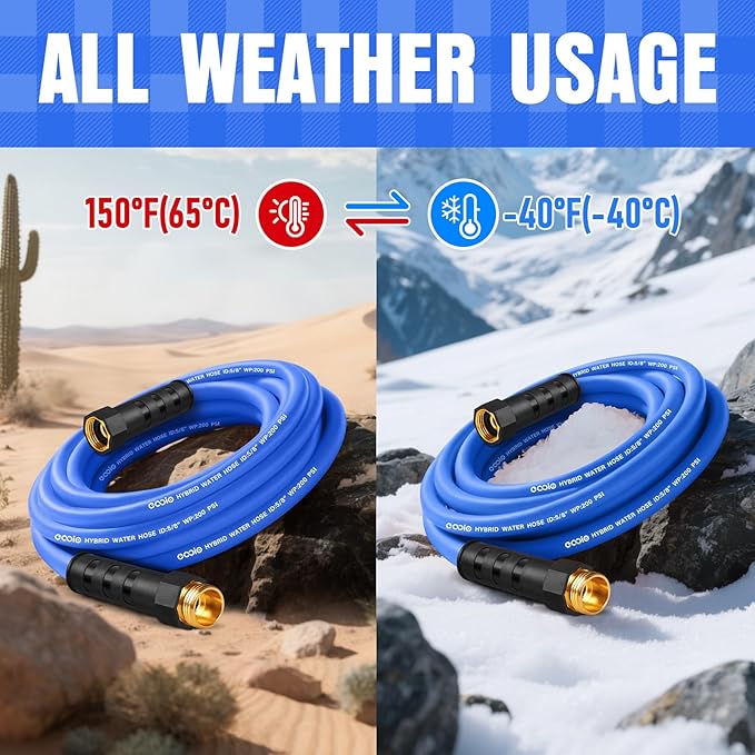 Heavy Duty Garden Hose 35 ft, Non-Expanding Flexible Water Hose, Kink Resistant Lightweight Hybrid Hose, Leakproof Hose Male to Female Fittings