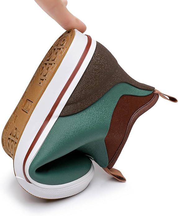 WTW Unisex Rain Boots for Men and Women Waterproof Rubber Fishing Deck Boots Neoprene Boots Slip on Ankle Garden Shoes