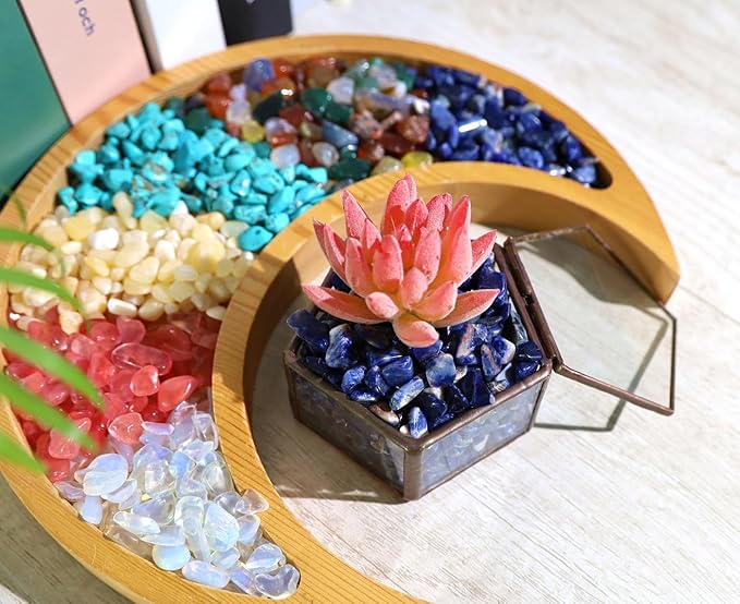 QINJIEJIE Blue Sodalite Crystals Chips Natural Stone Gravel Bulk Crushed Rocks Pieces Polished Quartz Stone 0.55Lbs Decorative Fish Tank Pebbles Vase Filler Irregular Shaped Tumbled Gemstone for Home