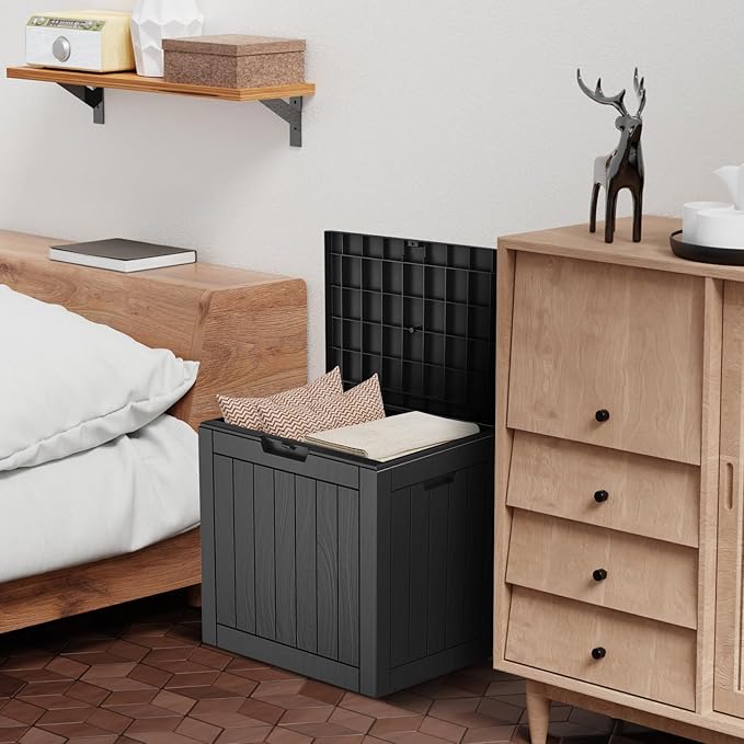 DRATO Deck Boxes, 31 Gallon Outdoor Storage Box for Patio Cushion, Garden Tools, Waterproof and UV Resistant, Lockable (Black)